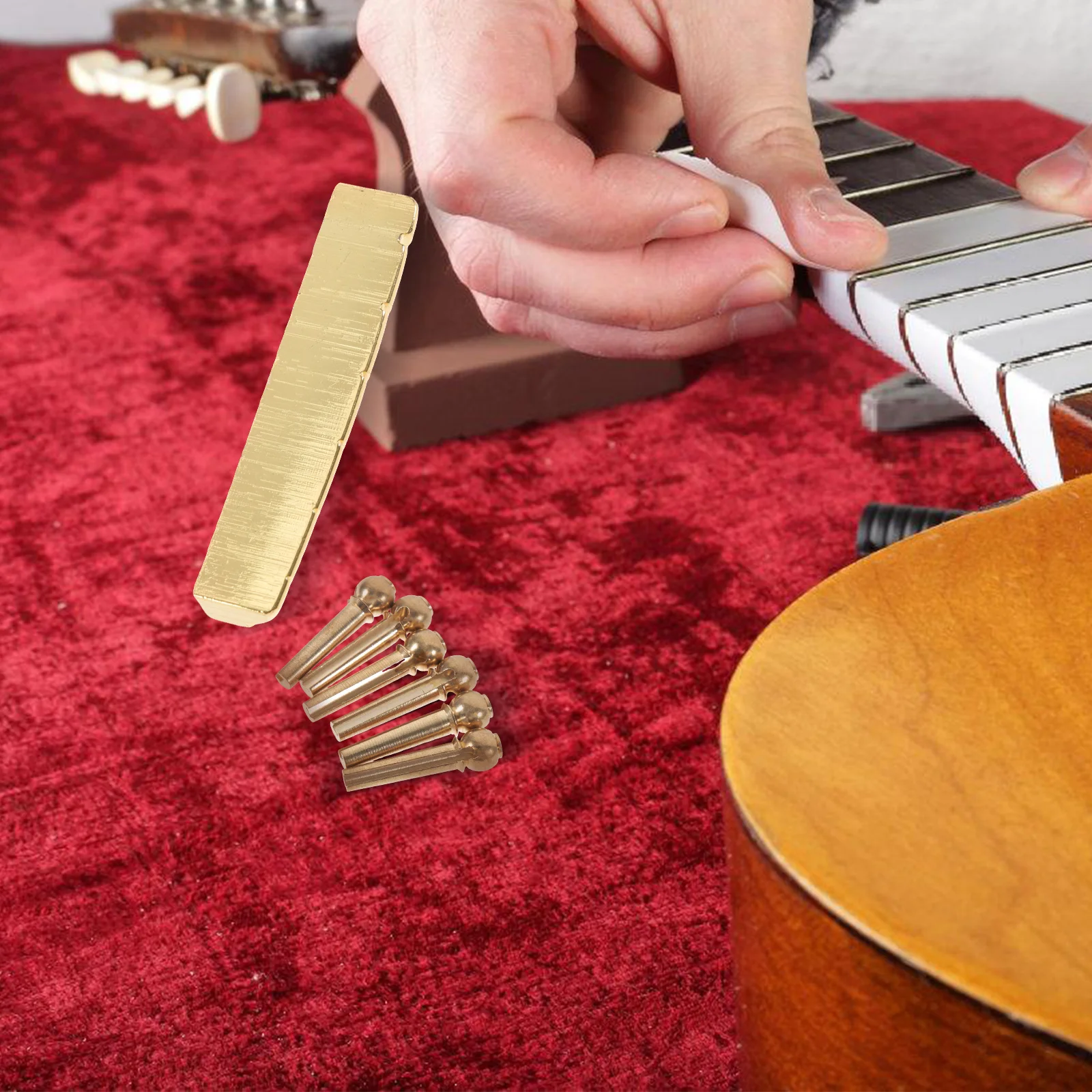 

Guitar String Nut Set Acoustic Repair Saddle Nuts Parts and Accessories Pegs Bridge Pin Blank