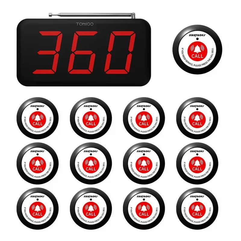 Wireless Call Paging System - 10 Call Buttons 1 Receiver 150m Range