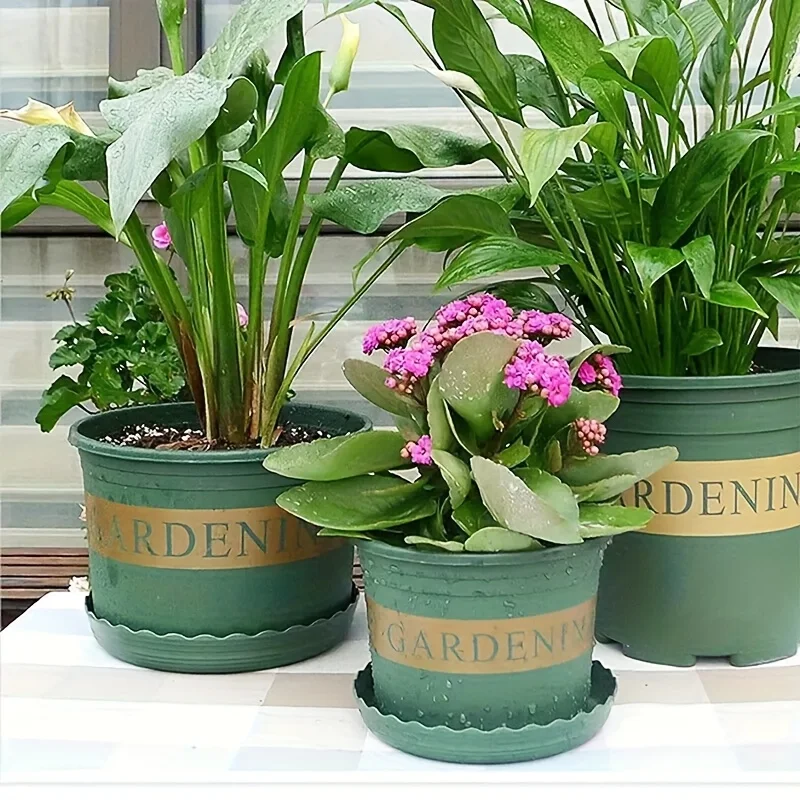 4 Pieces of Flower Pot Trays, Resin Trays for Succulent Plants, Plastic Flower Pot Drip Trays, Creative Flower Pot Trays