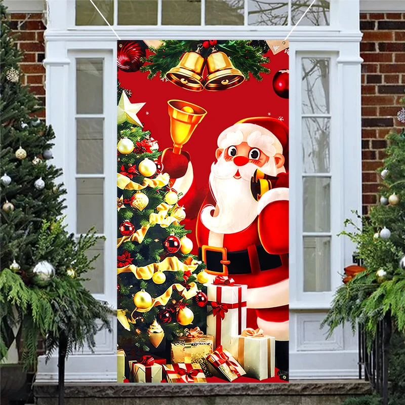 

Christmas Door Curtain Santa Claus Print Door Hanging Cover Banner Kitchen Home Christmas Party Decor Navidad Gift New Year 2025