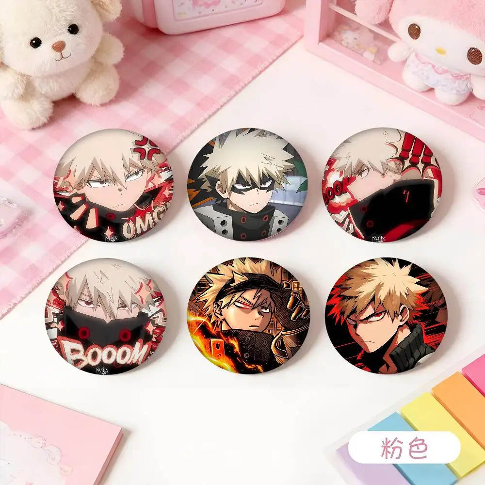 1pc Cool Cartoon Katsuki Bakugo Cartoon Style Badge Brooches On Backpack Decoration Round Enamel Pins For Accessorys