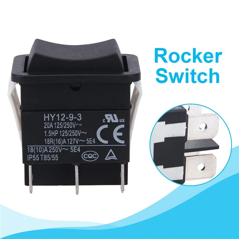 

SHGO-Rocker Switch, HY12-9-3 6Pins Industrial Electric Rocker Switch 125V/250V Pushbutton (4Pcs)