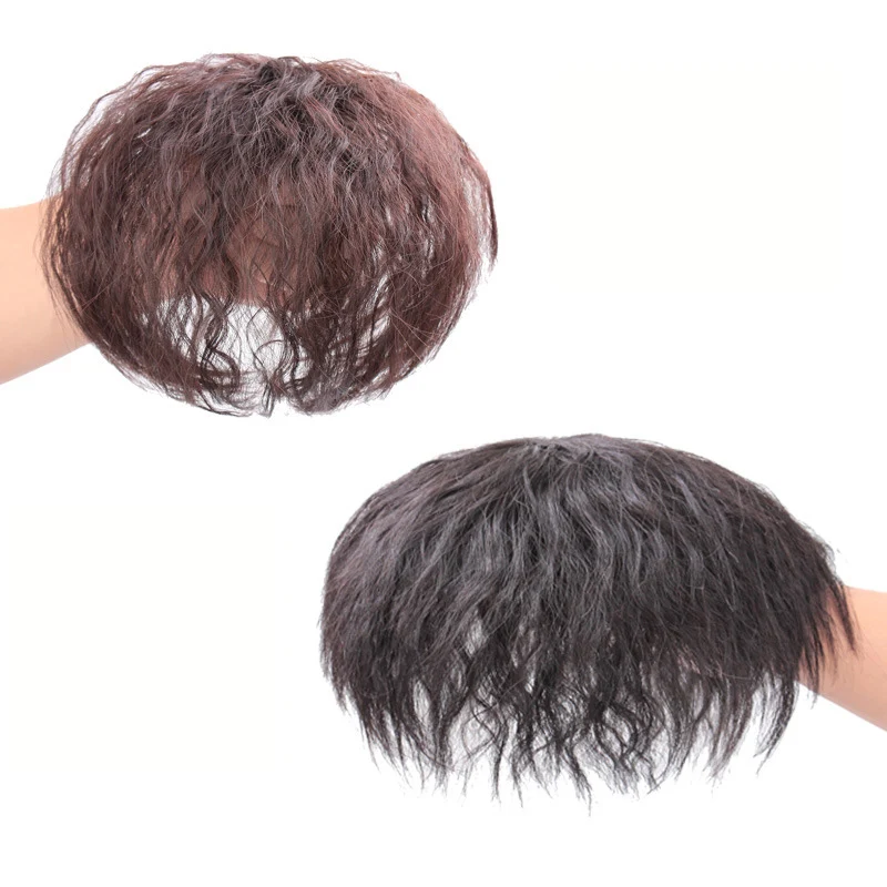 2 BB Clips Corn Wave Style Human Hair Clip-In Hair Topper 6 Inches Natural Human Hairpieces Add Hair Volume for Women