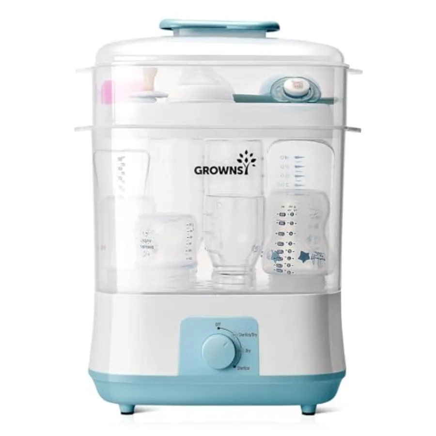 

Grownsy Adjustable 4 in 1 Large Bottle Sterilizer and Dryer, 8 Bottles Capacity, Electric Steam Baby Bottle Sterilizer, Sanitiz