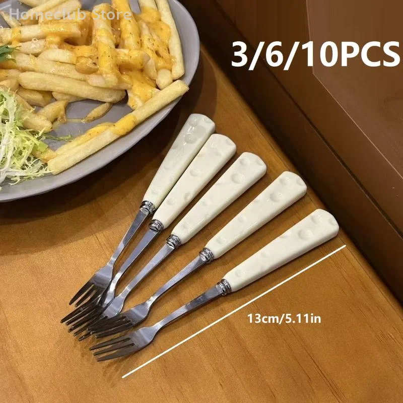 

3/6/10Pcs Cheese Fruit Forks 13cm Stainless Steel Dessert Cake Forks Salad Forks For Party Kitchen Tableware