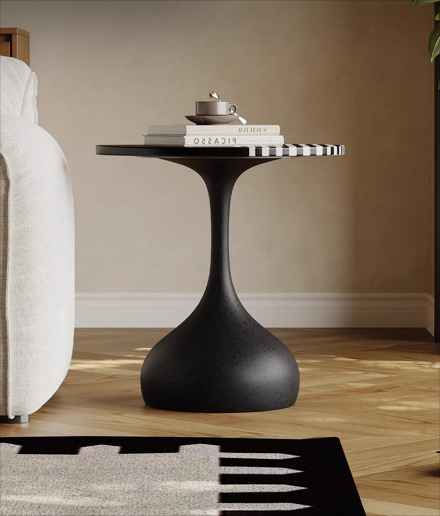 Italian minimalist sofa side table round art small coffee table living room household small apartment small side table 2026 new