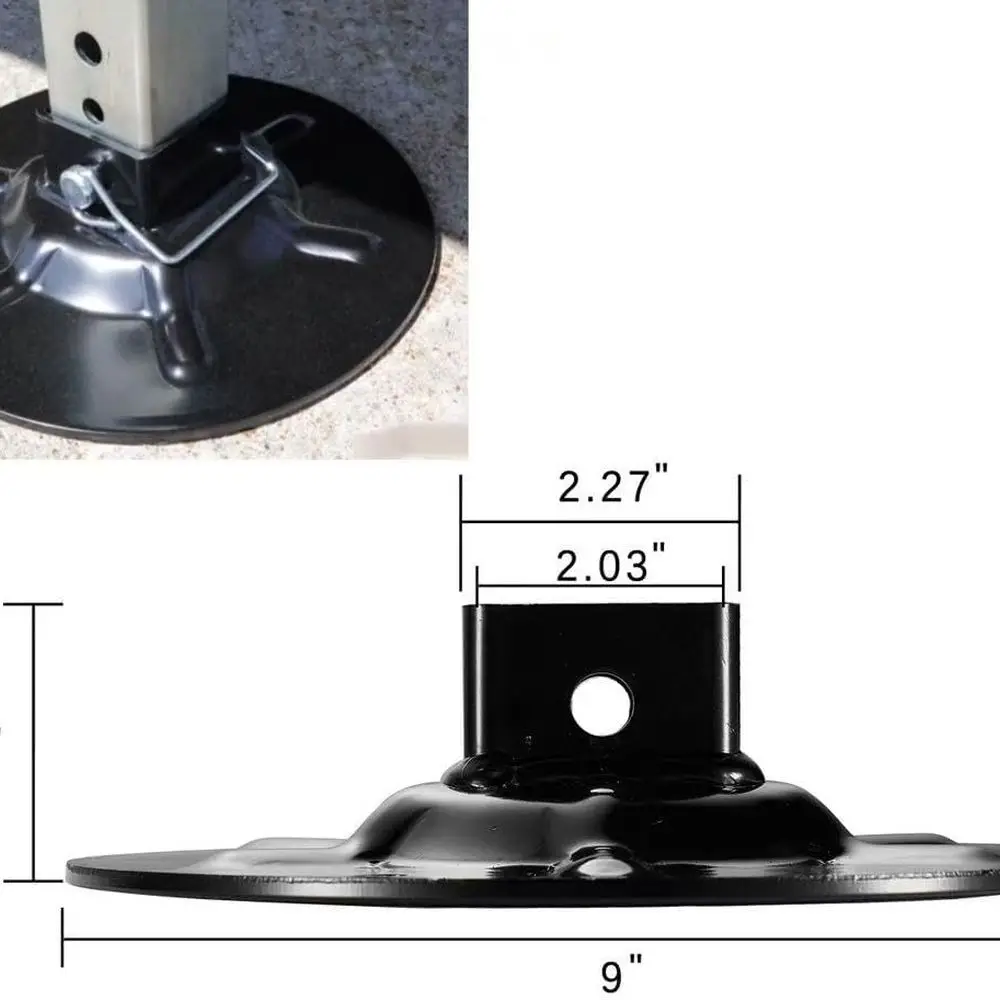 Qty (2) 362486 Replacement Rear Jack Foot Pad with Attachment Pins,9" Diameter, Fits 2" I. D. Spuare Tube Compatible with LC Hal
