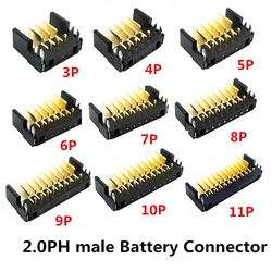 5PCS 3 4 5 6 7 8 9 10 11 12 PIN Laptop Battery Connector Pitch 2.0MM Holder Clip Slot Contact Male Plug 90 Degree Bend Foot