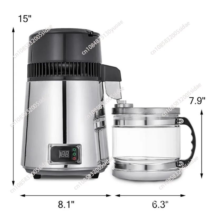 Stainless Steel Bright Silver Distilled Water Machine With Temperature Control Pure Water Distiller 4L Dental Distilled Wat