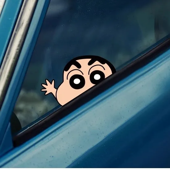 Pegatinas de coche de anime de dibujos animados Crayon Shin-chan, pegatinas decorativas para coche con cubierta para arañazos de ventana lateral personalizadas y divertidas