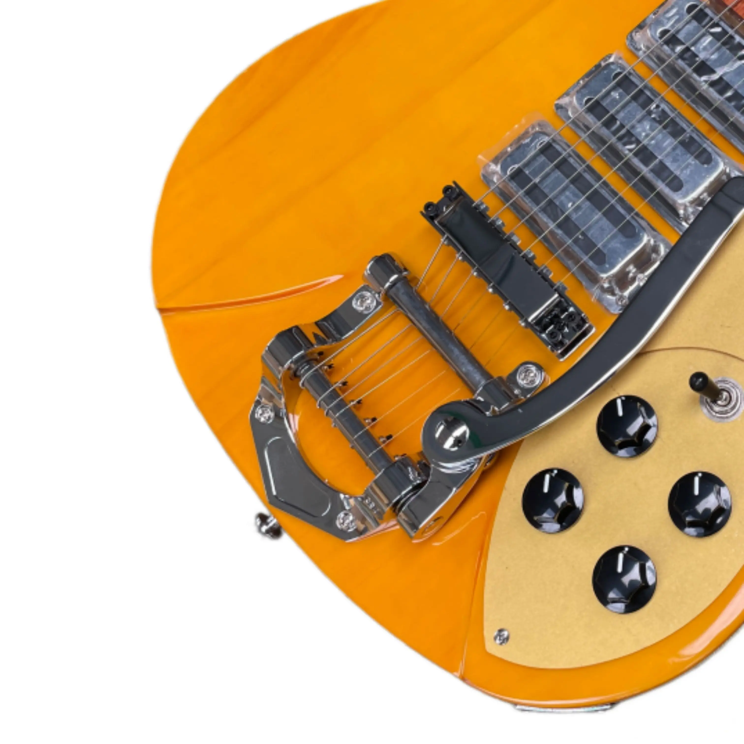 Yellow Wooden Electric Guitar Mahogany Body, Asymmetrical Sharp Angle Design Guitars, 21 Frets, Ideal Beginner Practice Guitarra