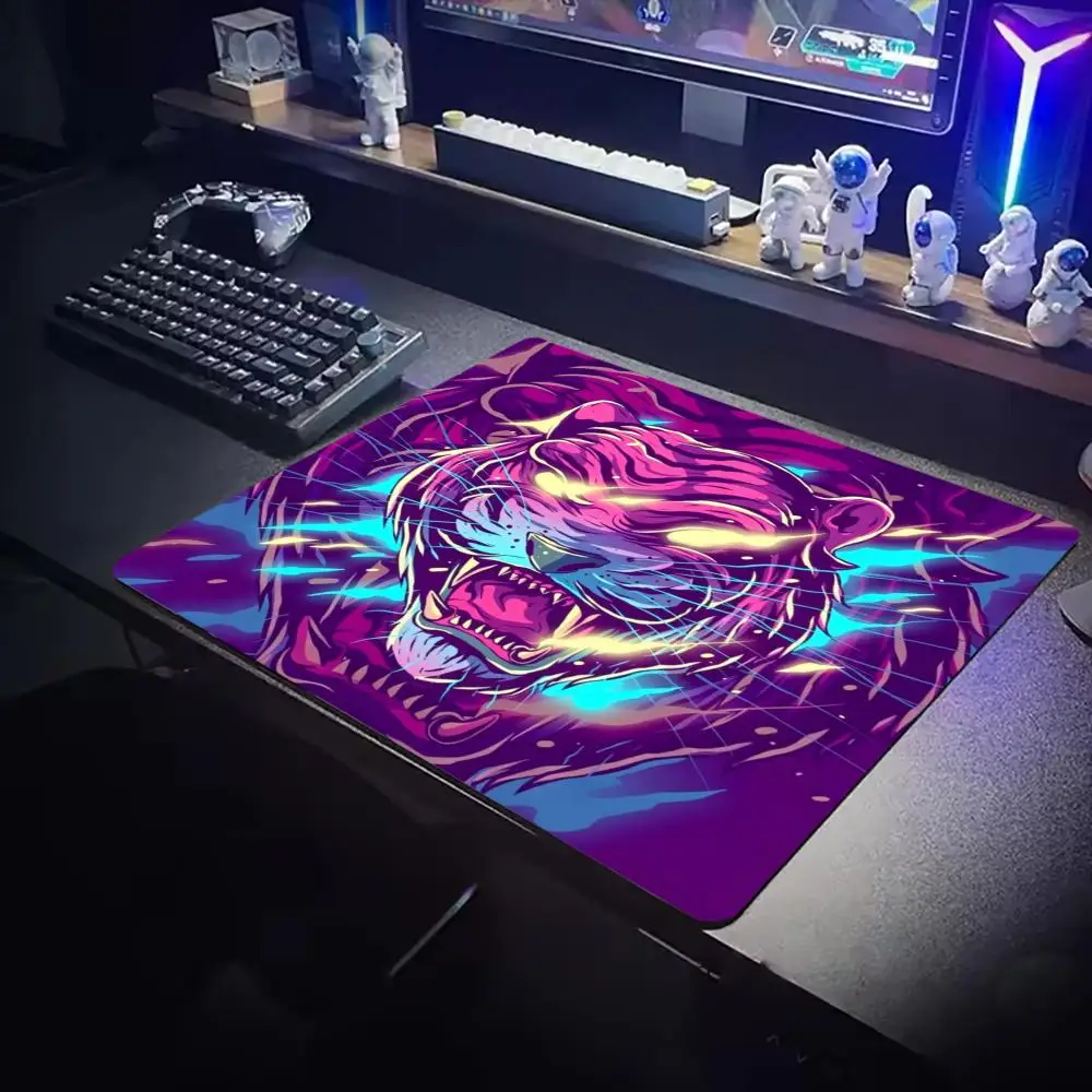 Neon Cyber Animal Tiger Rhino Elephant Whale Frog Art Small Mouse Pad Speed Mousepad Premium E-Sports Gaming Desk Mat For Laptop