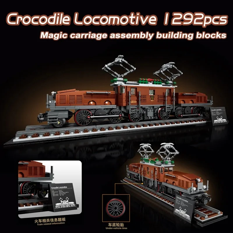 Creative Expert Crocodile Locomotive Building Blocks Trains Tracks Car Model Compatible 10277 Bricks Toys For Children Gifts