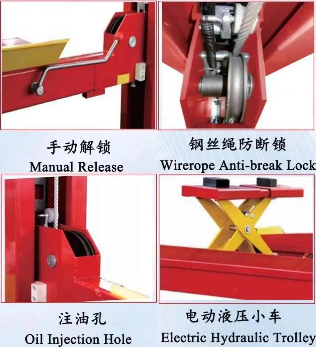 Heavy Duty 5 Ton Hydraulic 4 Post Car Lift Auto Workshop Equipment with Secondary Rolling Jack Wheel Alignment