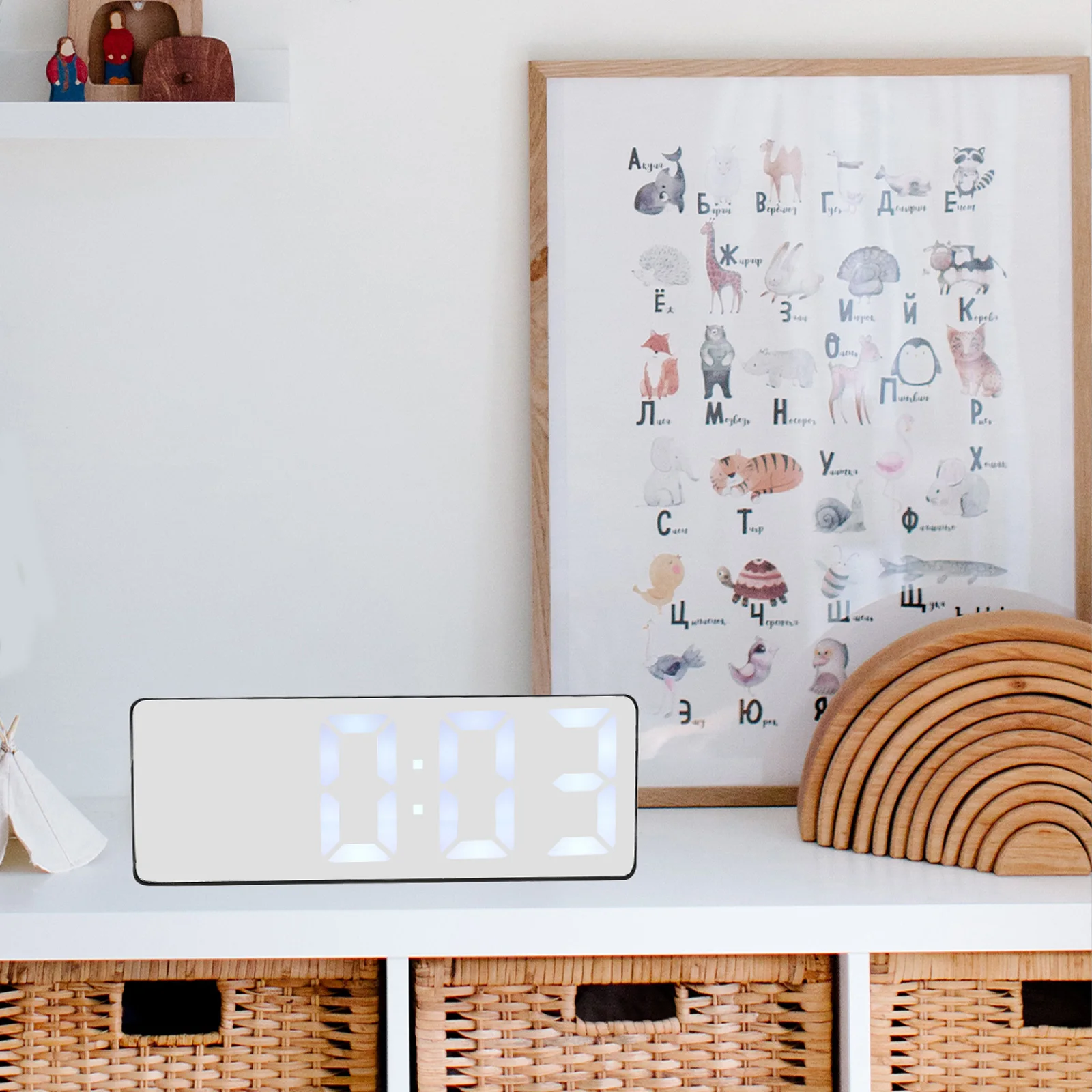 

Led Digital Alarm Clock Adjustable Brightness Mirror Display For Bedroom Desk Office Usb Powered Desktop Clock