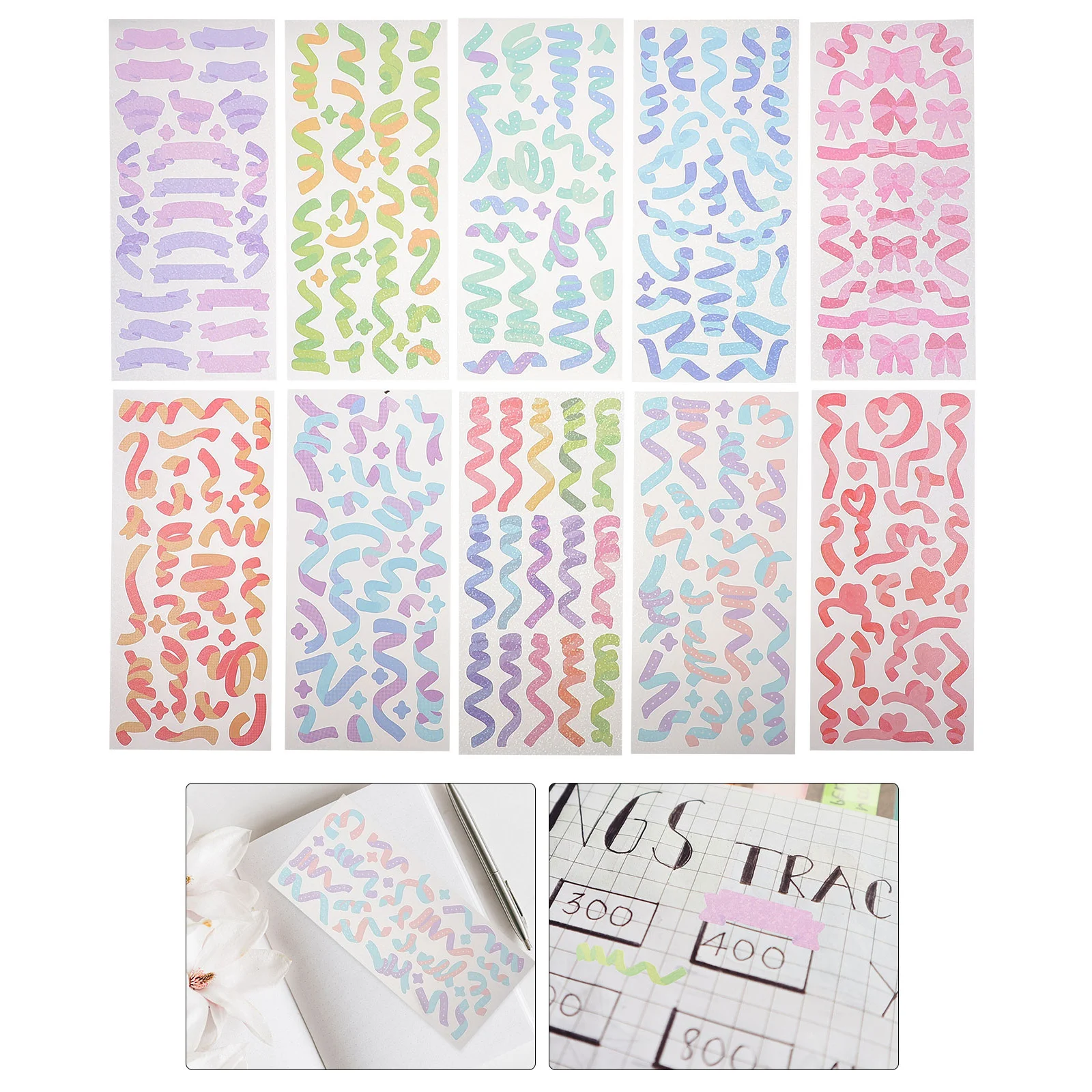 

10 Sheets Holographic Colorful Decorative Stickers Self Adhesive Scrapbook DIY Craft Photo Frame Gift Sticker Colorful Stickers