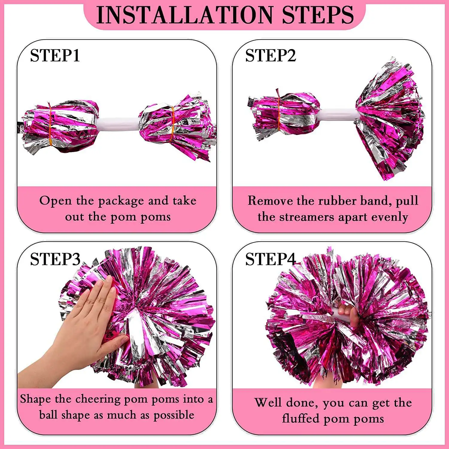 

GM-6 шт. 13-дюймовые помпоны для черлидинга и большой бант, подходят для черлидинга для девочек, металлические помпоны и ручки