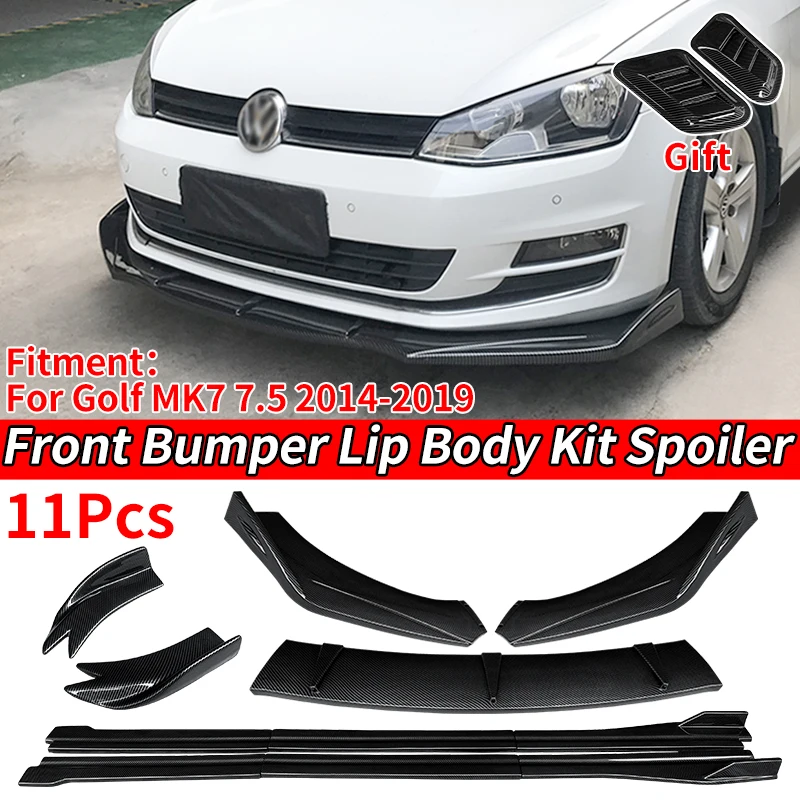 Car Front Bumper Splitters Lip Body Kit Spoiler Side Skirts Extensions Rear Wrap Angle Accessories For Golf MK7 7.5 2014-2019