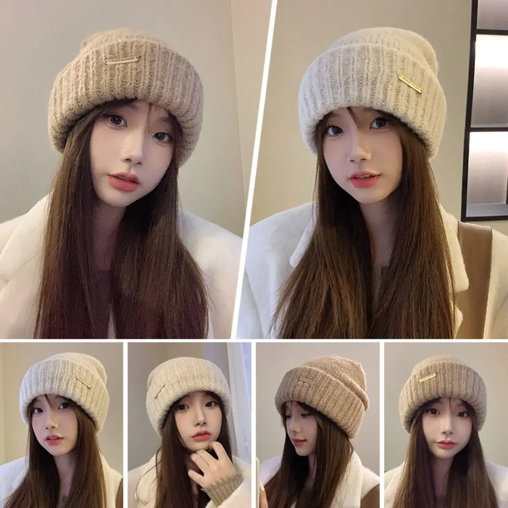 Retro Warm Cap Knitted Hat Wool Hat Jennie Style Crochet Basin Cap Korean Solid Color Knit Beanie Winter