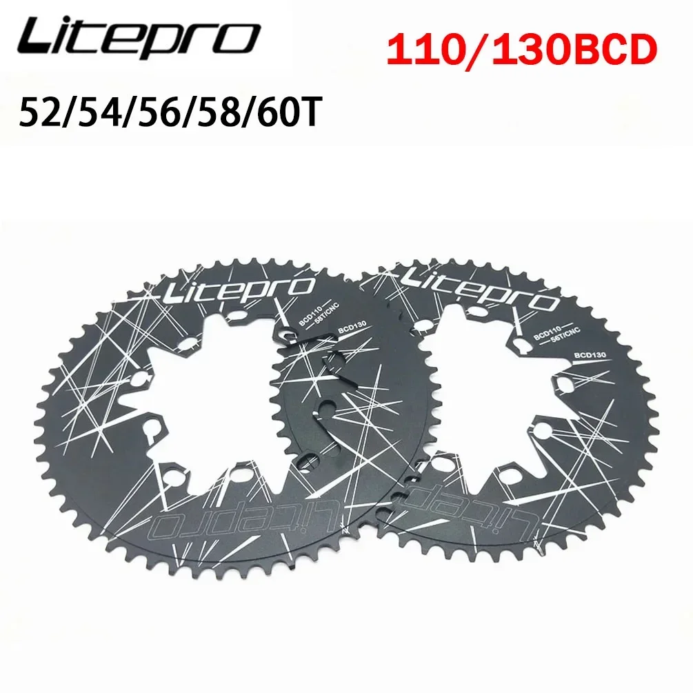 Litepro 130BCD Chainring 110bcd Oval MTB Chainring 52/54/56/58/60T Chain Ring for Brompton Folding Bike Crankset Bicycle Parts