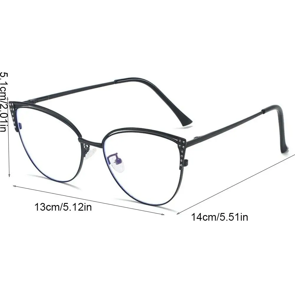 Rhinestone Studded Anti-blue Light Glasses Transparent Lightweight Square Frame Myopia Glasses Anti Radiation Metal Frame