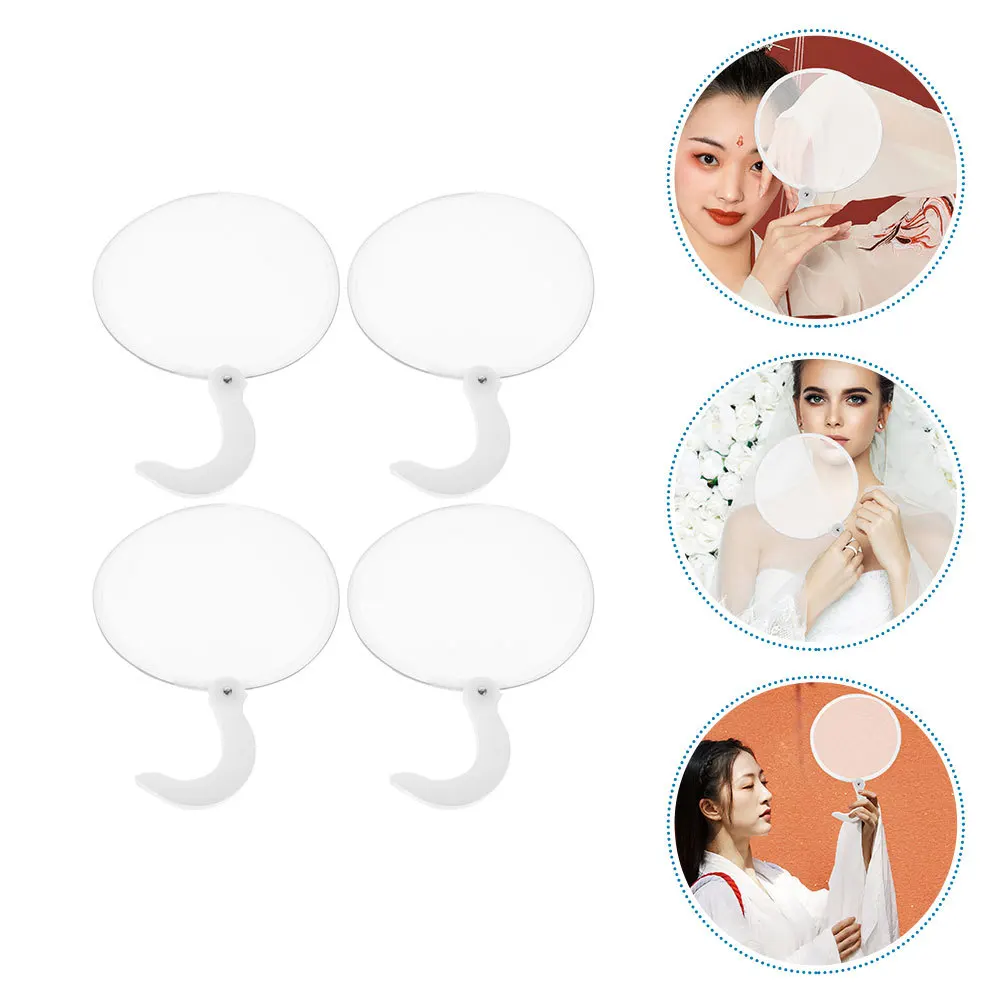 

4Pcs Exquisite Foldable Fan Easy Storage for Room Decoration Dance Party Prop Handbag Carry Folding Round Fan Handheld Fans
