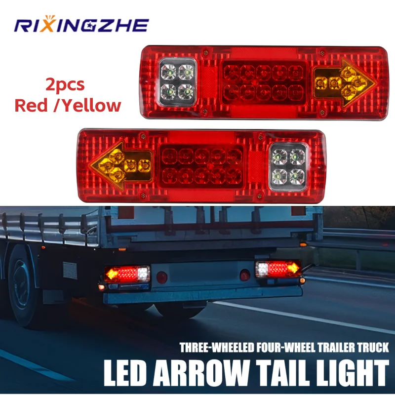 

2Pcs 24V Truck LED Waterproof Taillights Indicator Lamp For Trailer Lorries Boat RV Caravan Van Flow Steering Brake Reversing