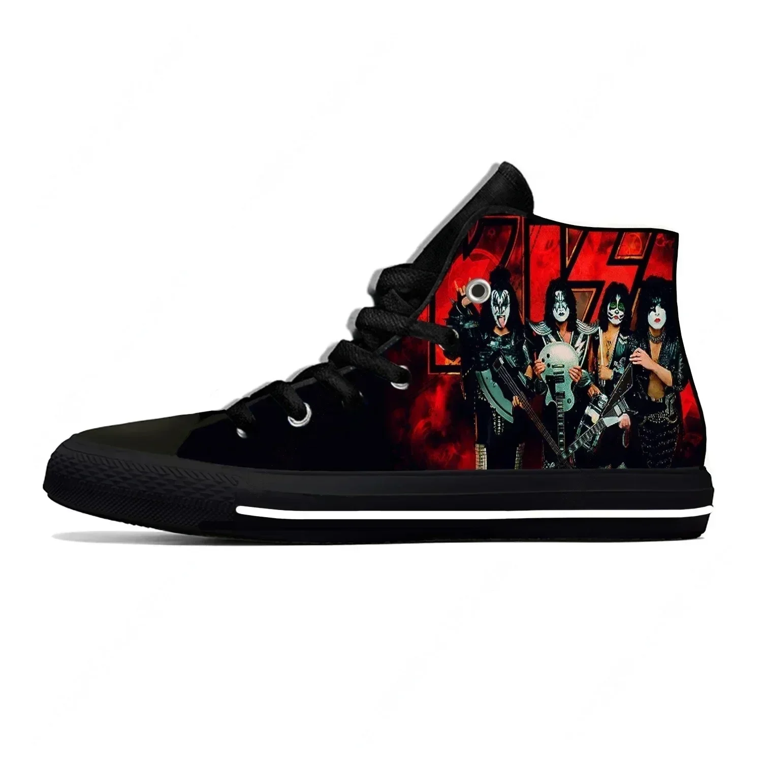 

Hot Summer Heavy Metal Music Kiss Rock Band Novelty Casual Latest Shoes High Top Men Women Fashion Sneakers Classic Board Shoes