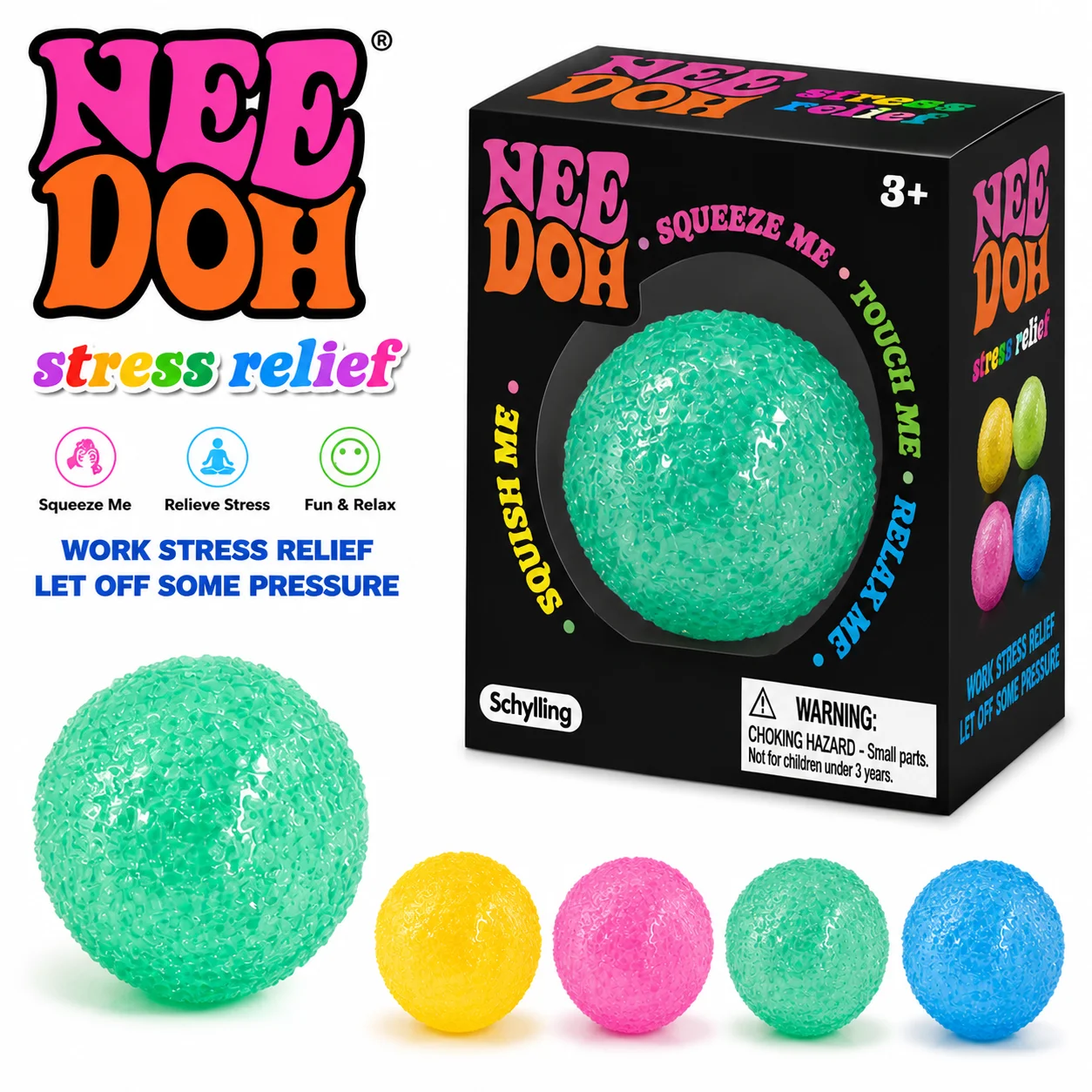 NEEDOH Large Fluffy Ball Squishy, TPR Slow Rebound Soft Stress Relief Fidget Toy, Mini Reward Gift for Kids Holiday Classroom