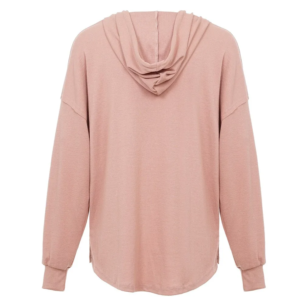 Casual Loose Fit Hoodie Regular Length American and European Style with Hooded Neckline Spring Irregular Women Sweatshirts