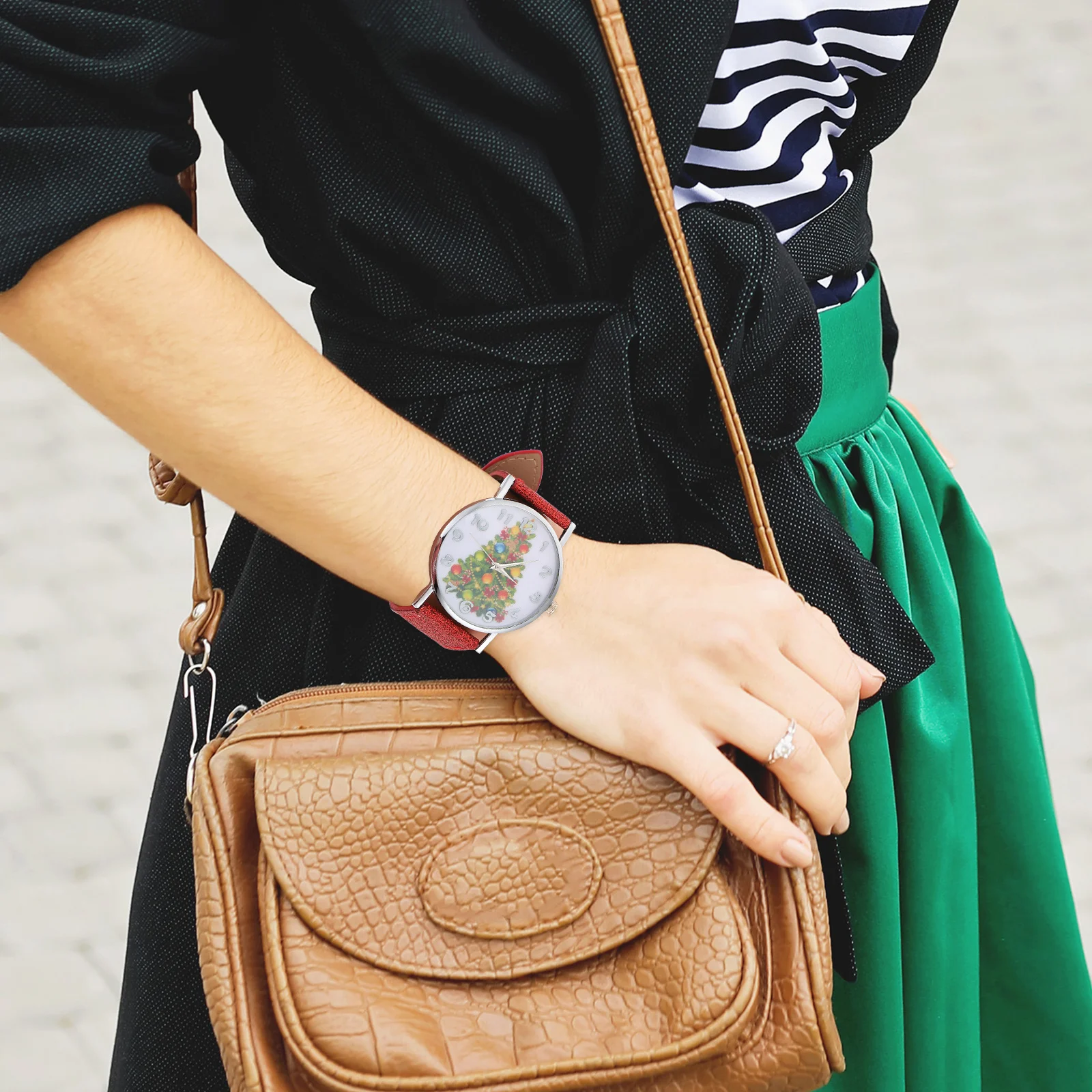 

1 шт. женские наручные часы с узором рождественской елки элегантные женские часы легкие модные рождественские подарки студенческие наручные часы