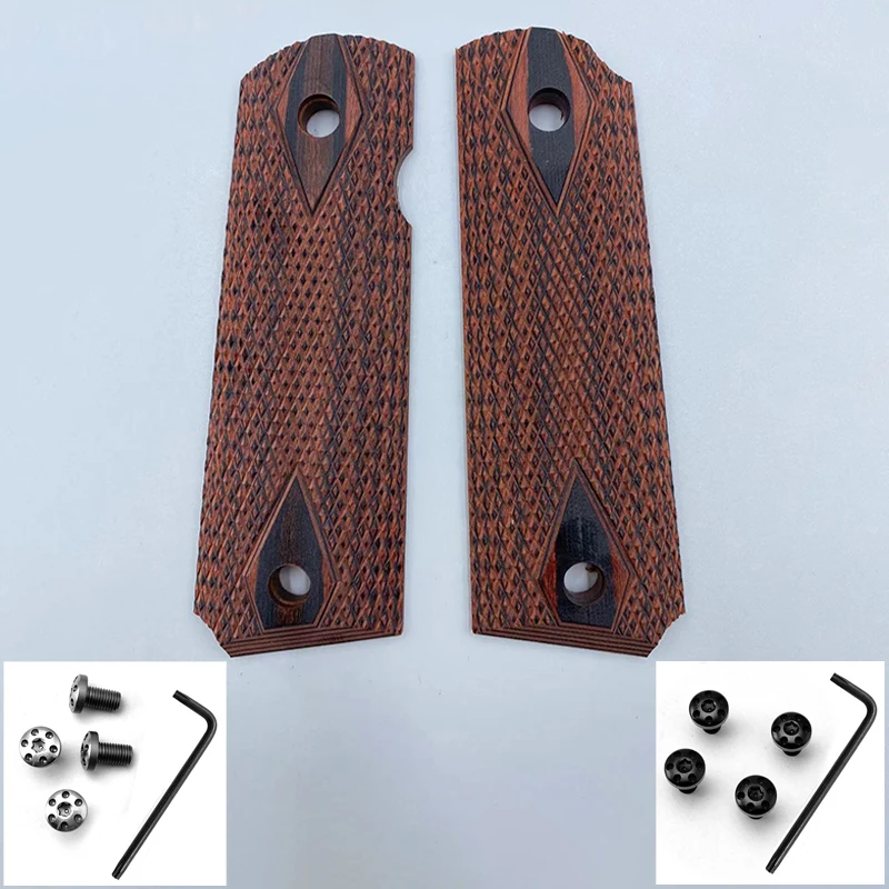 With Screws Colour Wood Diamond Pattern Grip Handle Patches Scales for 1911 Models DIY Making Replace Accessories Parts Slabs