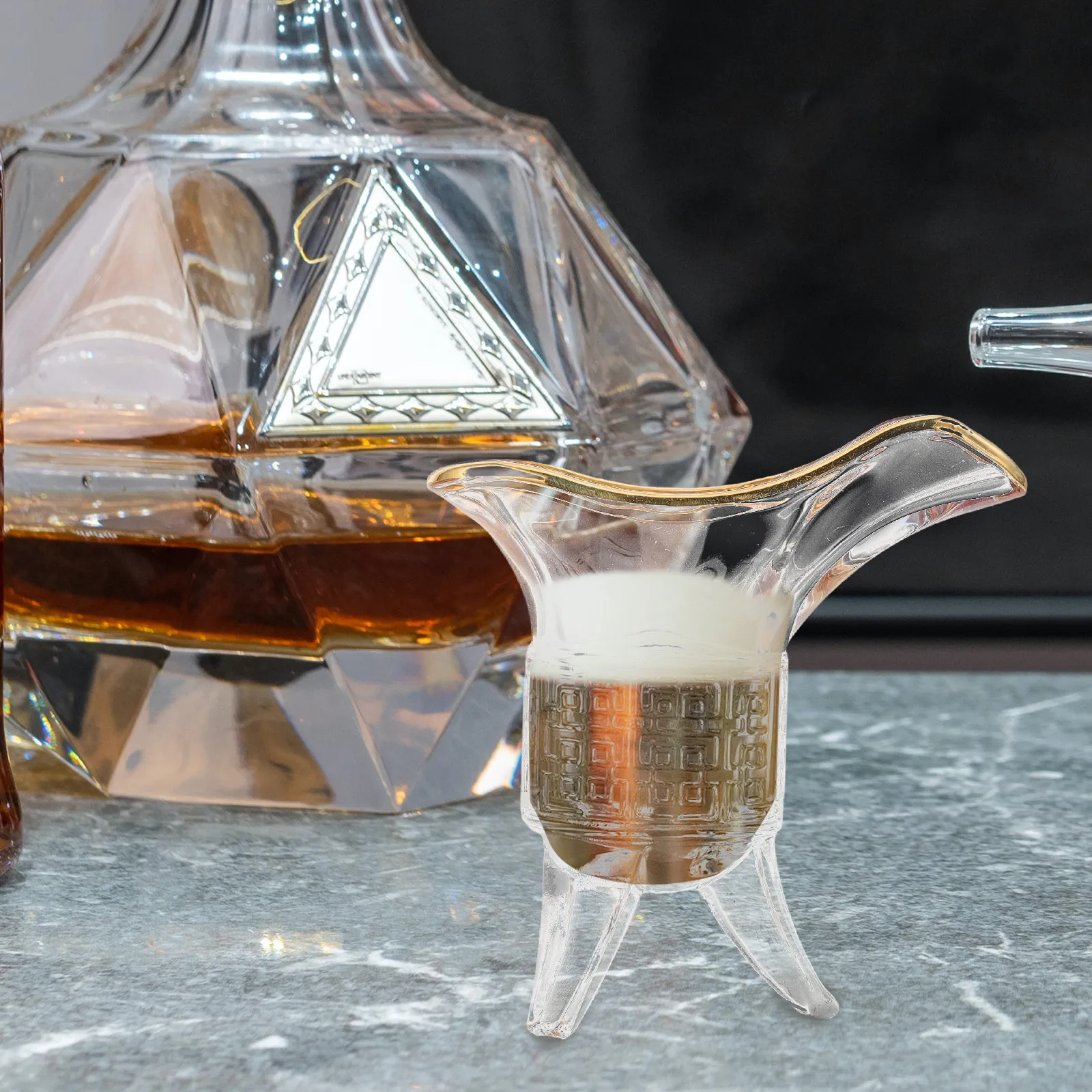 Vintage Emperor Style Shot Glass Clear 100Ml Tripod King Wine Cup Retro Decorative Glass Party Drinking Cups Vintage Wine Cup