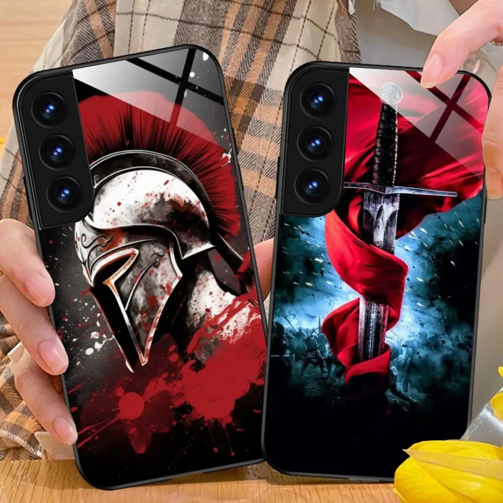 

Чехол для мобильного телефона Spartan Warrior для Samsung Galaxy A56 55 54 53 52 51 36 35 34 23 16 15 5G, стеклянный цветной чехол, роскошный