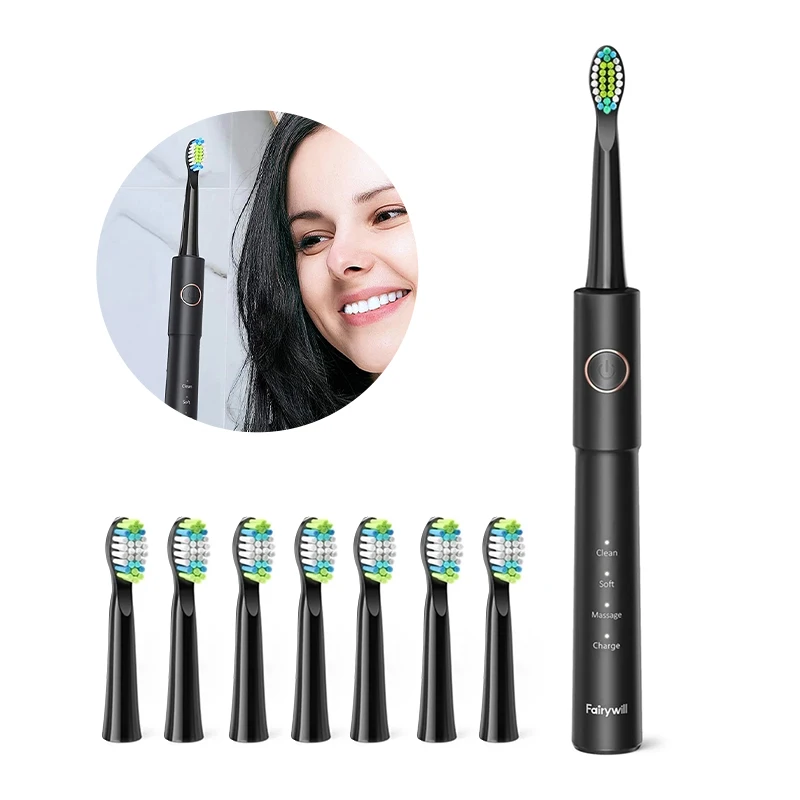 Electric Toothbrush Waterproof USB Charge Rechargeable 8 Brush Replacement Heads Adult Household Protable Easy To Operate