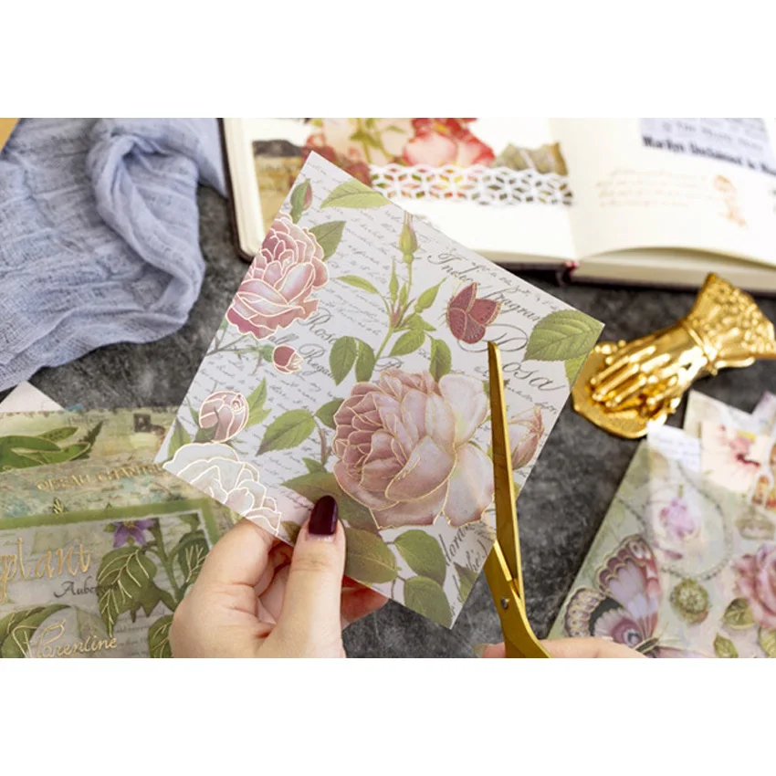 VnX4 Bronzing Series Stickers for Scrapbooking, DIY Diary Album Stick Label, Personality Sticker, 15Pcs per Lot