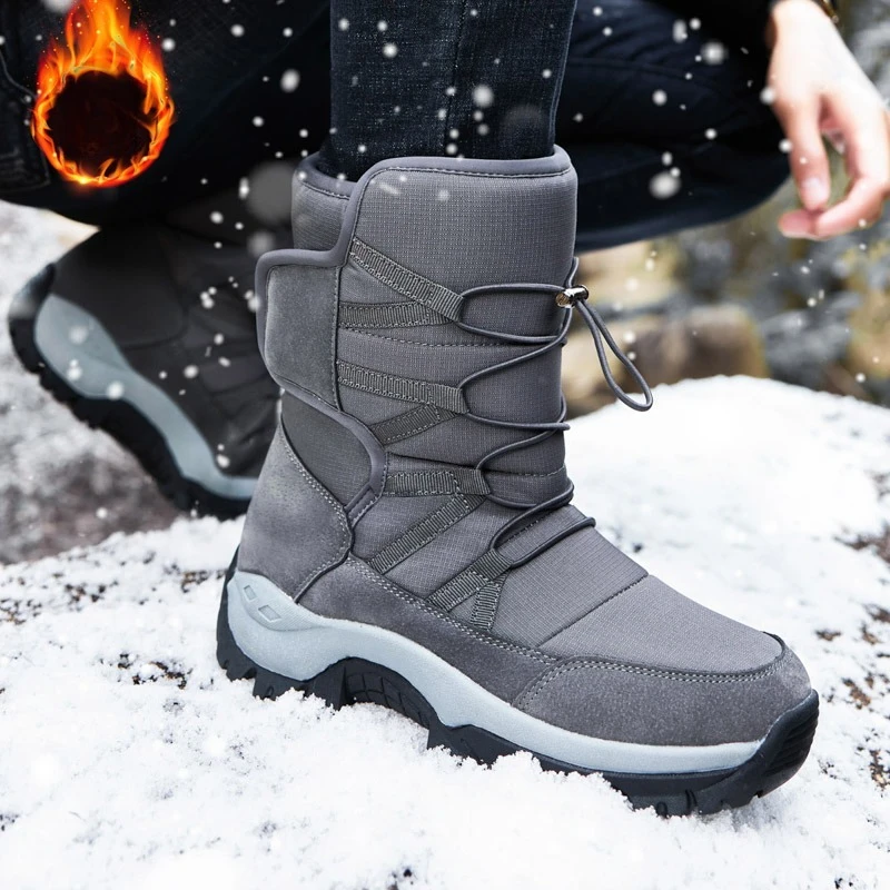 

Winter Men Snow Boot Plush Fashion Anti-slip Outdoor Wear-resistant Sports Shoes Men Soft Breathable Casual Sneakers Men Shoes
