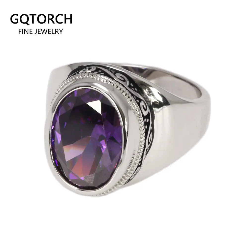 Real 925 Sterling Silver Rings For Women With Zircon Stone Amethyst Ruby Garnet Vintage Thai Silver Flower Engraved Jewelry