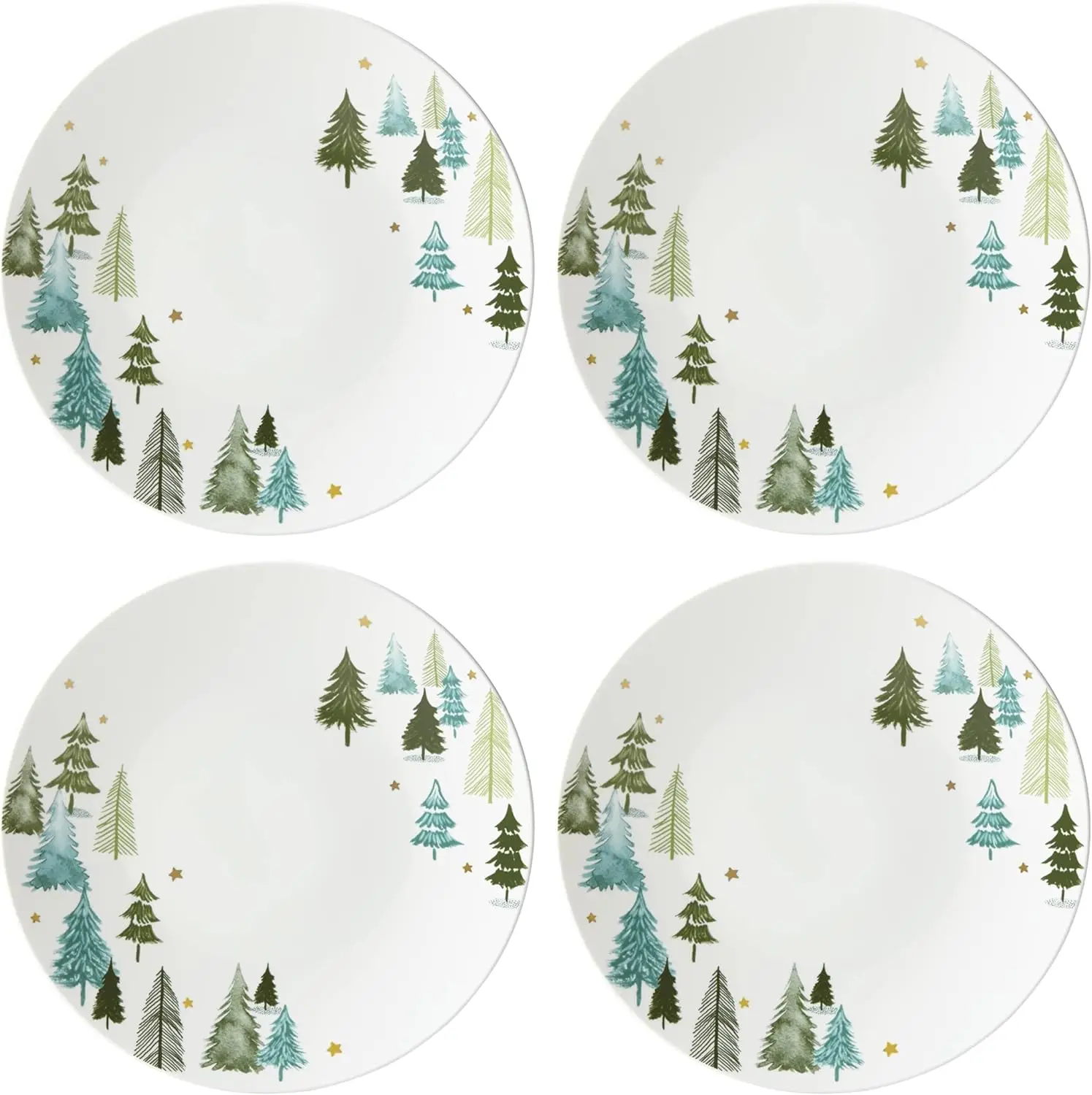 

880068 Balsam Lane 4-Piece Dinner Plate Set(Green), Christmas Drinkware, Holiday Hosting