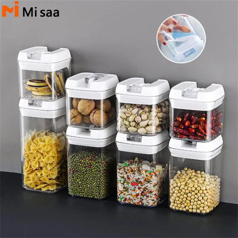 

Spice Jar Set Vacuum Technology Bulk Sealed Jar Durable Space-saving Versatile Air-tight Transparent Kitchen Storage Bottles