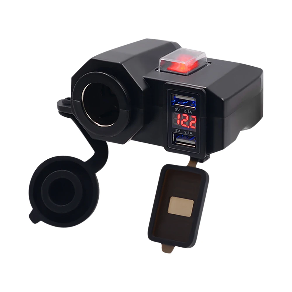 Motorcycle 12V USB Cigarette Lighter Socket Waterproof 12v Power Suply Car Charger Adapter Digital Display With Switch