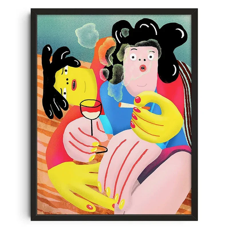 Mid Century abstracte illustratie canvas prints poster vintage Japanse kunst prints slaapkamer muur kunst home decor kunst poster geschenken