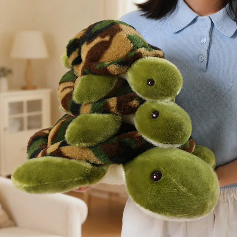 Camouflage Shell Turtle Plush Toy Green Head Tortoise Stuffed Doll Fluffy Sea Animal Ornament Sofa Bedroom Desktop Home Decor