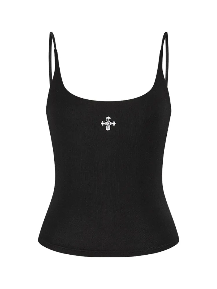 Black Camisole Suspender Vest Outside Tshirts Spice Girl Spaghetti Straps Bottom Sleeveless Short Top Roupas Feminina Camis