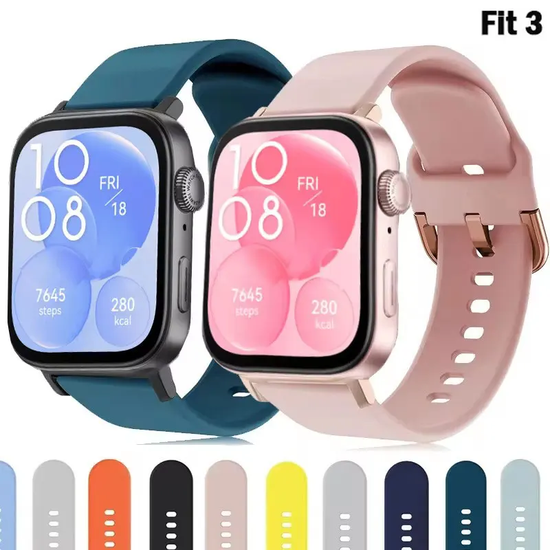 Silicone Band For Huawei Watch FIT 3 Strap Wrist watchband metal Buckle Sport bracelet fot huawei fit3 correa Accessories