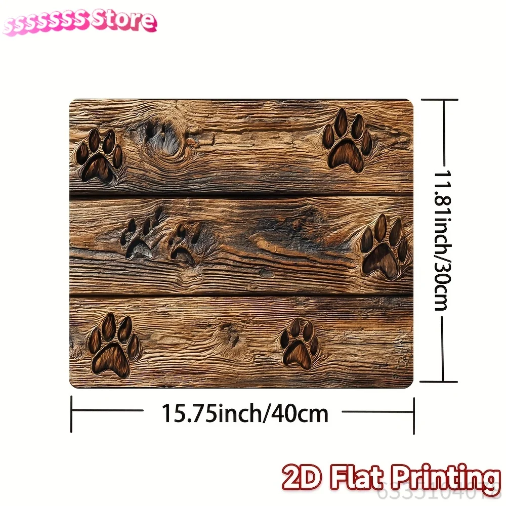 S Stove Protector Cover Suitable for Electric Glass Stoves - Paw Print on Wood Pattern, Scratch & Heat Resistant Cover, Compatib