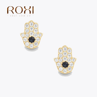 ROXI Luxury Eyes 925 Sterling Silver Piercing Eye Parallel Bars Stud Earrings for Women Round Zircon Pendientes Piercing Earring
