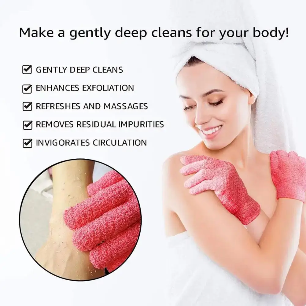 Sarung tangan Scrub tubuh anak-anak, dengan sarung tangan dan jari sempurna untuk mandi rumah mengupas perlengkapan handuk mandi rumah tangga tahan selip Glo E8Z2