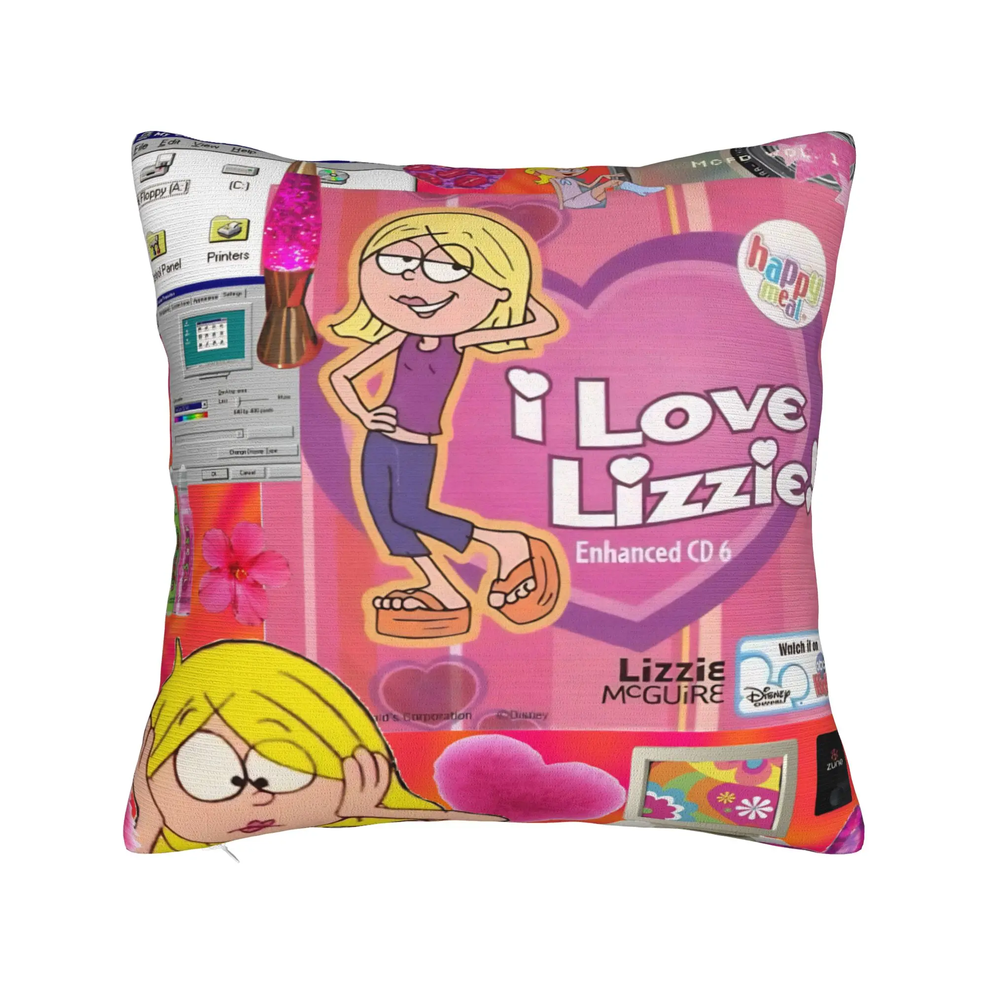 Lizzies Anime McGuires Square Pillow Cases  Cushion Covers Awesome Zippered Decorative Pillowcase for Sofa 40x40cm