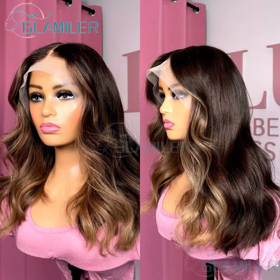 Body Wave Highlight 13x6 HD Lace Frontal Wig 13x4 Silk Base Colored Human Hair Wigs 4/27 Ombre Lace Front Wigs For Women 200%